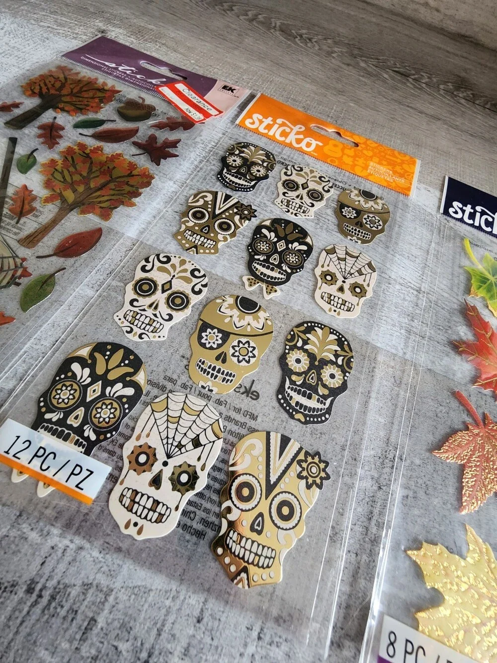 Scrapbook Stickers LOT Day of the Dead Skulls Autumn + Sticko Retired NEW #34